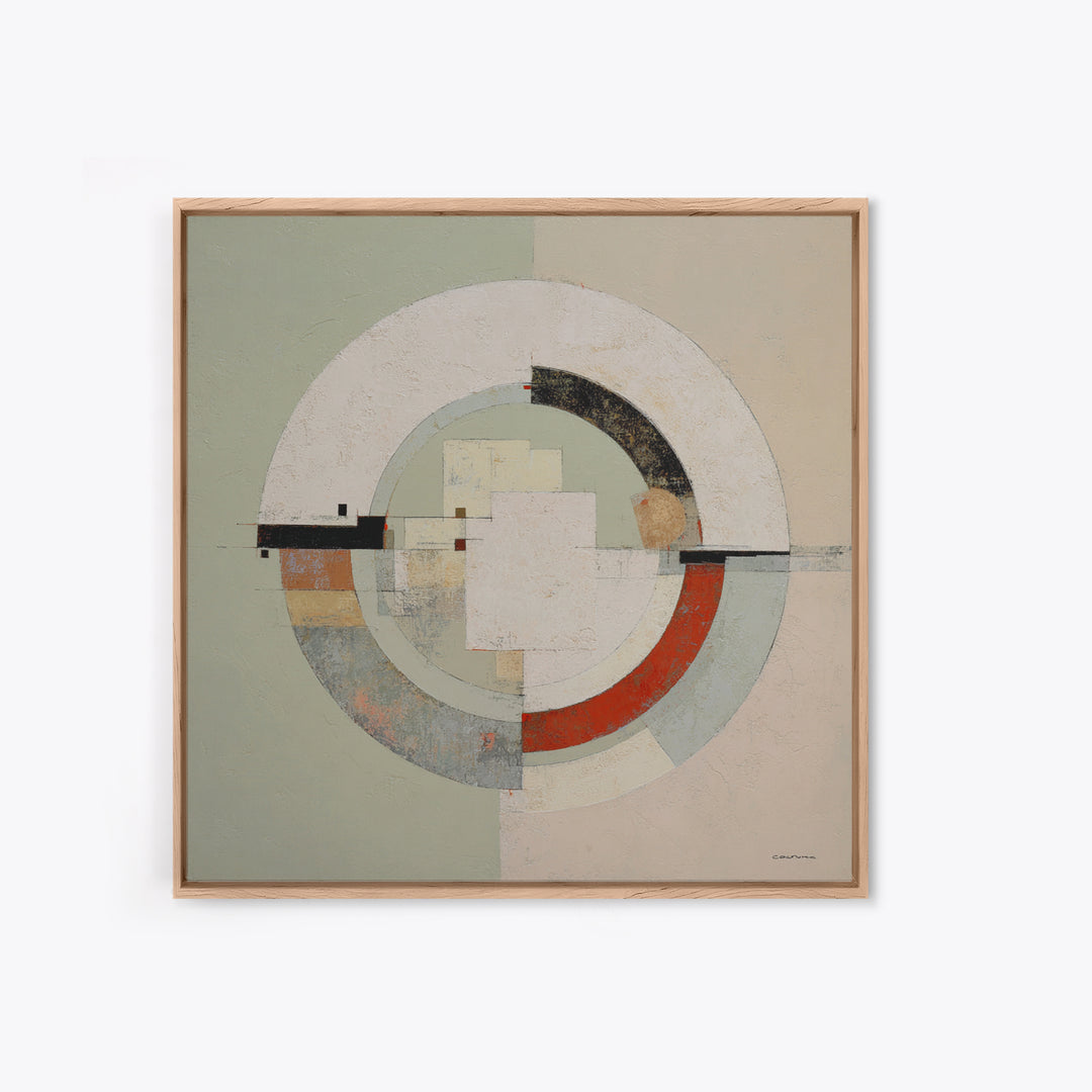 Abstract Balance of Circle Square and Line Framed Canvas Print, Zen Art, Statement Artwork, Living Room Decor, Abstract Art, ZEN-1x1-67
