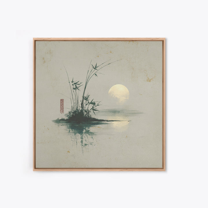 Moon Reflected in Quiet Pond Canvas Print, Zen Art, Textured Painting, Living Room Decor, Oil Painting, Zen, Abstract Art, ZEN-1x1-82