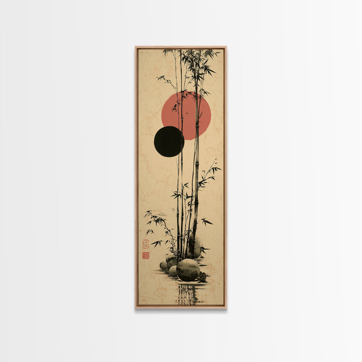 Single Black Ens Circle on Warm Paper Canvas Print, Zen Art, Original Painting, Living Room Decor, Zen, Abstract Painting, ZEN-1x3-37