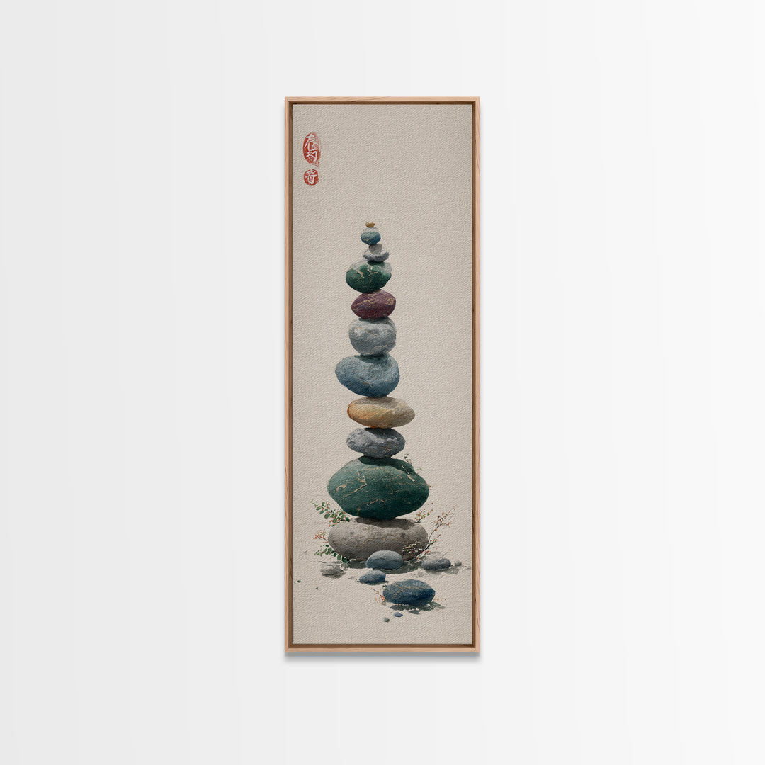 Smooth Pebbles Arranged Framed Canvas Print, Zen Art, Contemporary Art, Living Room Decor, Fine Art, Zen, Wall Art, Home Decor, ZEN-1x3-47