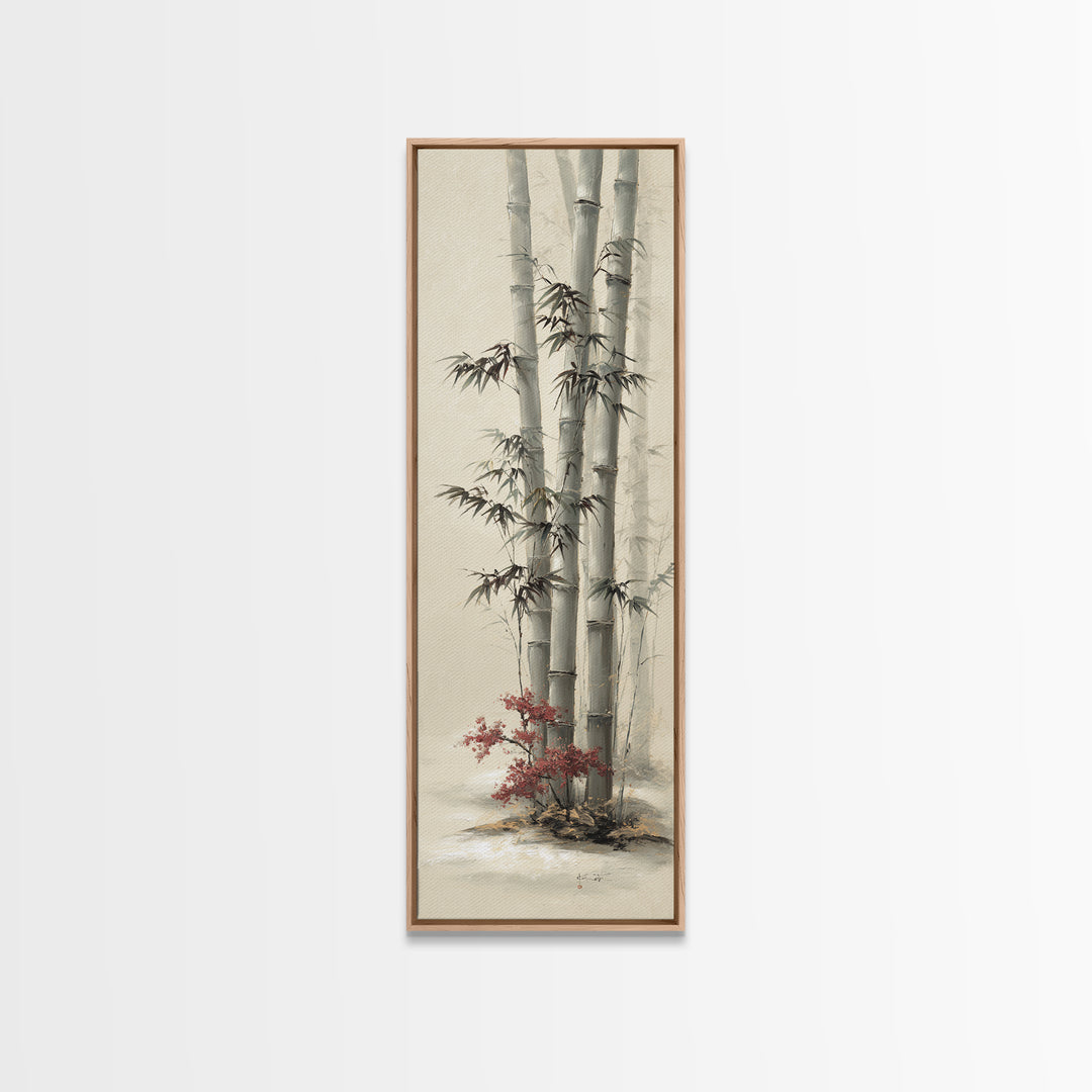 Bamboo Stalks in Sparse Ink Wash Framed Canvas Print, Zen Art, Minimalist Decor, Living Room Decor, Zen, Printable Art, ZEN-1x3-62