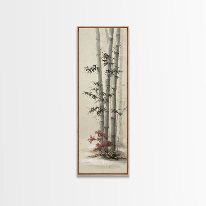 Bamboo Stalks in Sparse Ink Wash Framed Canvas Print, Zen Art, Minimalist Decor, Living Room Decor, Zen, Printable Art, ZEN-1x3-62