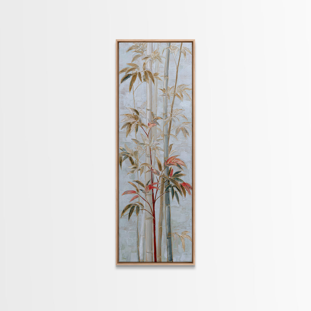 Minimal Bamboo Leaves Canvas Print, Zen Art, Abstract Art, Living Room Decor, Zen, Wabi Sabi Wall Art, Extra Large Wall Art, ZEN-1x3-77