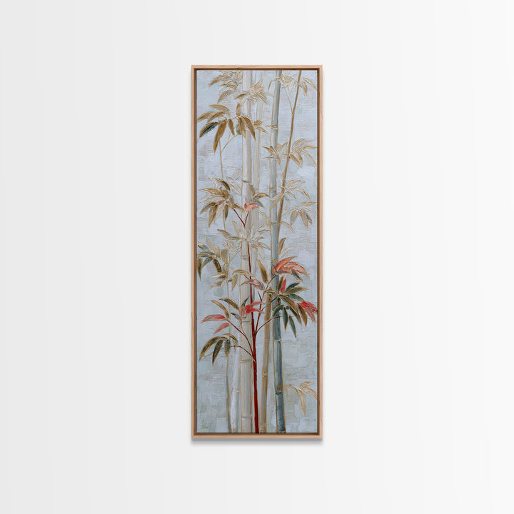 Minimal Bamboo Leaves Canvas Print, Zen Art, Abstract Art, Living Room Decor, Zen, Wabi Sabi Wall Art, Extra Large Wall Art, ZEN-1x3-77