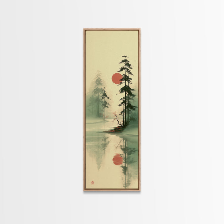 Moon Reflected in Quiet Pond Canvas Print, Zen Art, Home Decor, Living Room Decor, Fine Art, Zen, Boho Wall Art, Garden Art, ZEN-1x3-94