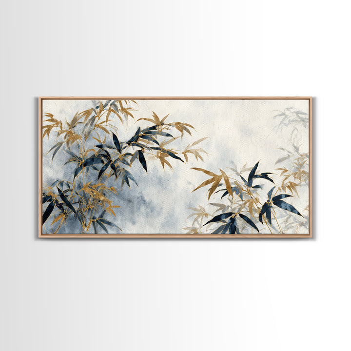 Minimal Bamboo Leaves Framed Canvas Print, Zen Art, Printable Art, Living Room Decor, Zen, Nature Prints, Japanese Decor, ZEN-2x1-13