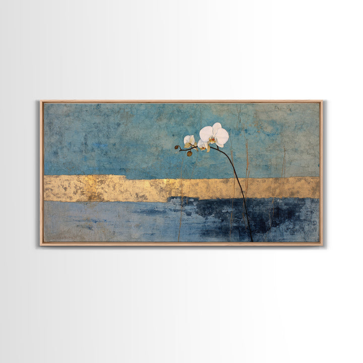Single Orchid Stem Framed Canvas Print, Zen Art, Contemporary Art, Living Room Decor, Fine Art, Zen, Wall Art, Home Decor, ZEN-2x1-19