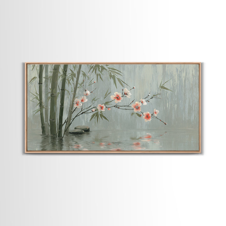 Soft Pine Silhouette Framed Canvas Print, Zen Art, Metal Wall Art, Living Room Decor, Fine Art, Zen, Japandi Wall Art, ZEN-2x1-83