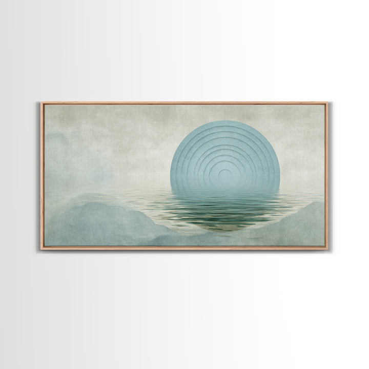 Water Ripple Circle Framed Canvas Print, Zen Art, Digital Print, Living Room Decor, Fine Art, Zen, Extra Large Wall Art, ZEN-2x1-9
