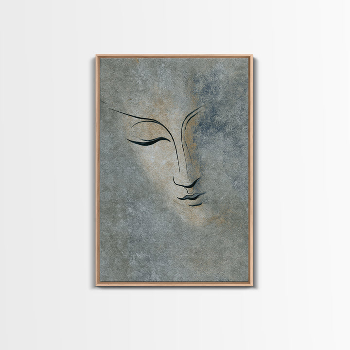 Calm Face with Closed Eyes and Simple Canvas Print, Zen Art, Abstract Art, Living Room Decor, Fine Art, Zen, Wabi Sabi Wall Art, ZEN-2x3-54
