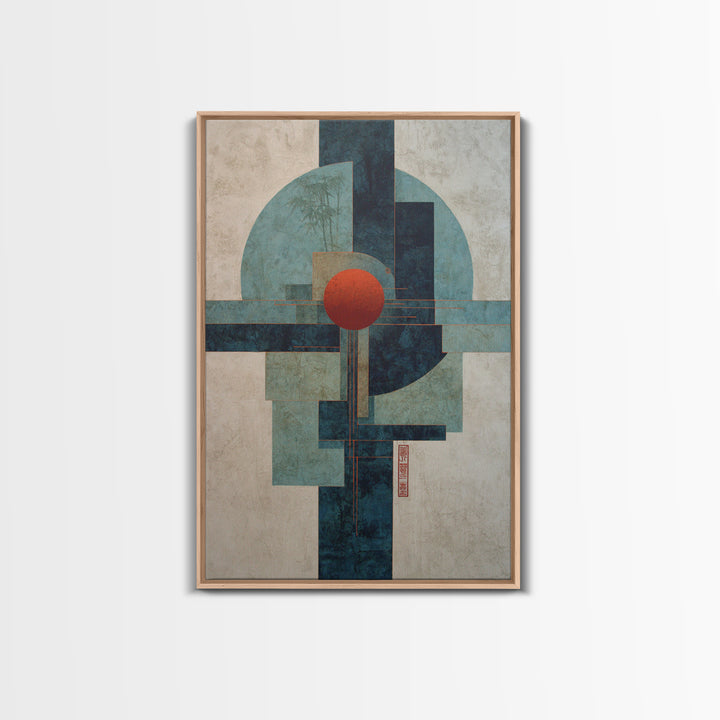 Abstract Balance of Circle Square and Line Framed Canvas Print, Zen Art, Contemporary Art, Living Room Decor, Abstract Art, Zen, ZEN-2x3-75