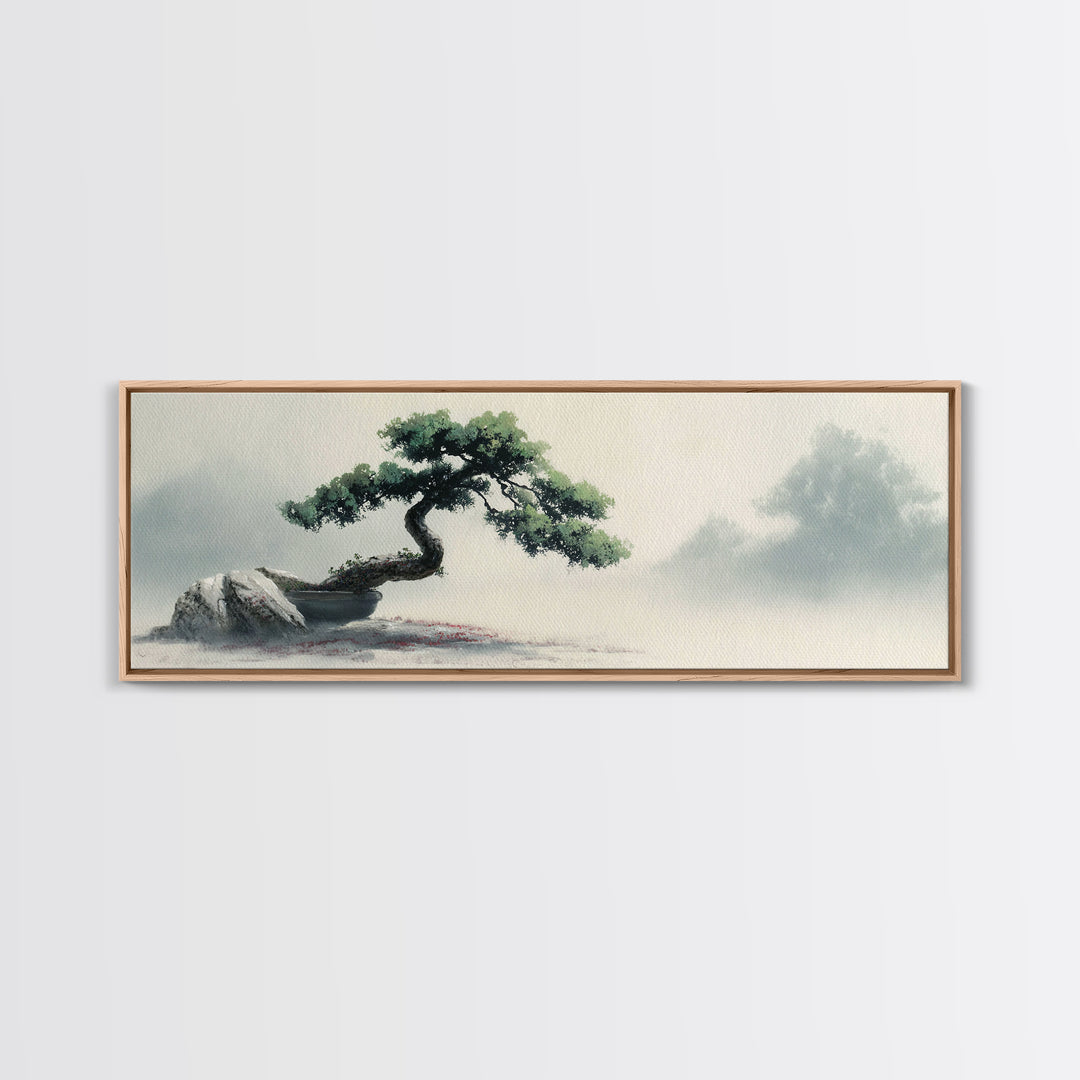 Bonsai Tree in Simple Ceramic Pot Canvas Print, Zen Art, Living Room Decor, Abstract Art, Zen, Abstract Painting, ZEN-3x1-100