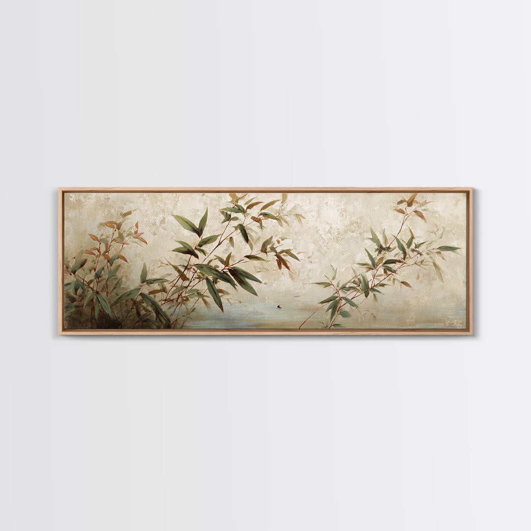 Minimal Bamboo Leaves Canvas Print, Zen Art, Wabi Sabi Art, Living Room Decor, Fine Art, Zen, Minimalist Decor, Wall Art, ZEN-3x1-33