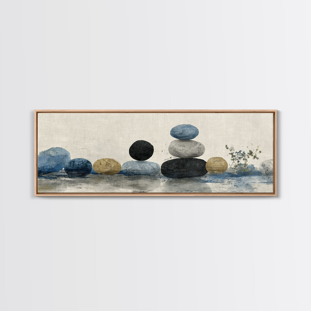 Smooth Pebbles Arranged Framed Canvas Print, Zen Art, Printable Art, Living Room Decor, Fine Art, Zen, Nature Prints, ZEN-3x1-51