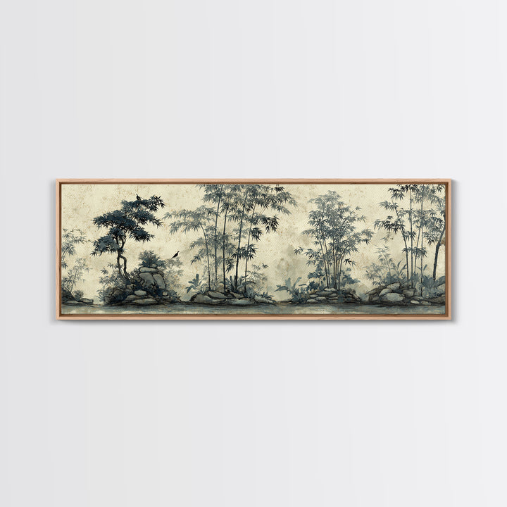 Soft Pine Silhouette Framed Canvas Print, Zen Art, Abstract Painting, Living Room Decor, Oil Painting, Zen, Gallery Decor, ZEN-3x1-79