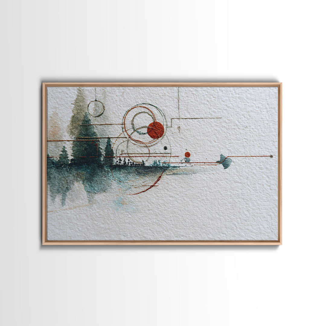 Abstract Balance of Circle Square and Line Framed Canvas Print, Zen Art, Abstract Painting, Living Room Decor, Fine Art, Zen, ZEN-3x2-47