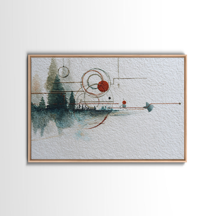 Abstract Balance of Circle Square and Line Framed Canvas Print, Zen Art, Abstract Painting, Living Room Decor, Fine Art, Zen, ZEN-3x2-47