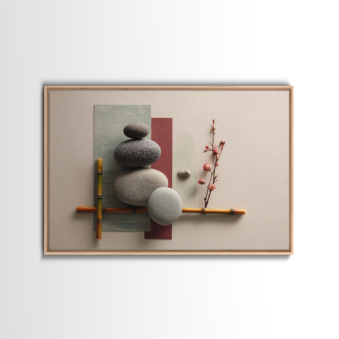 Smooth Pebbles Arranged Framed Canvas Print, Zen Art, Fine Art Print, Living Room Decor, Fine Art, Zen, Printable Wall Art, ZEN-3x2-63