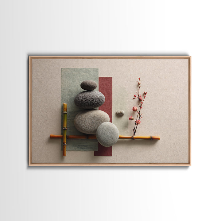 Smooth Pebbles Arranged Framed Canvas Print, Zen Art, Fine Art Print, Living Room Decor, Fine Art, Zen, Printable Wall Art, ZEN-3x2-63