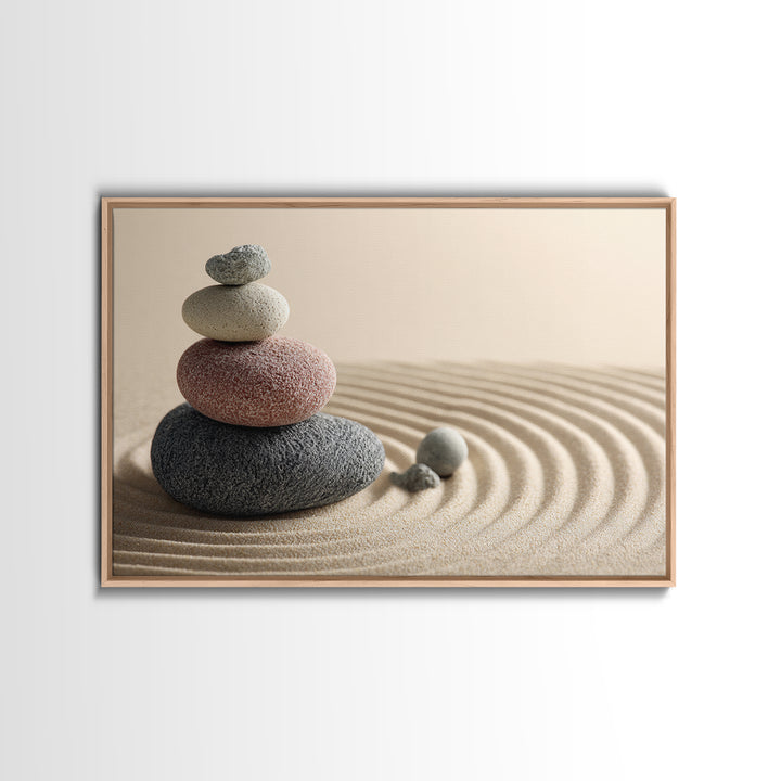 Smooth Pebbles Arranged Framed Canvas Print, Zen Art, Garden Art, Living Room Decor, Fine Art, Zen, Artist, Neutral Wall Art, ZEN-3x2-87