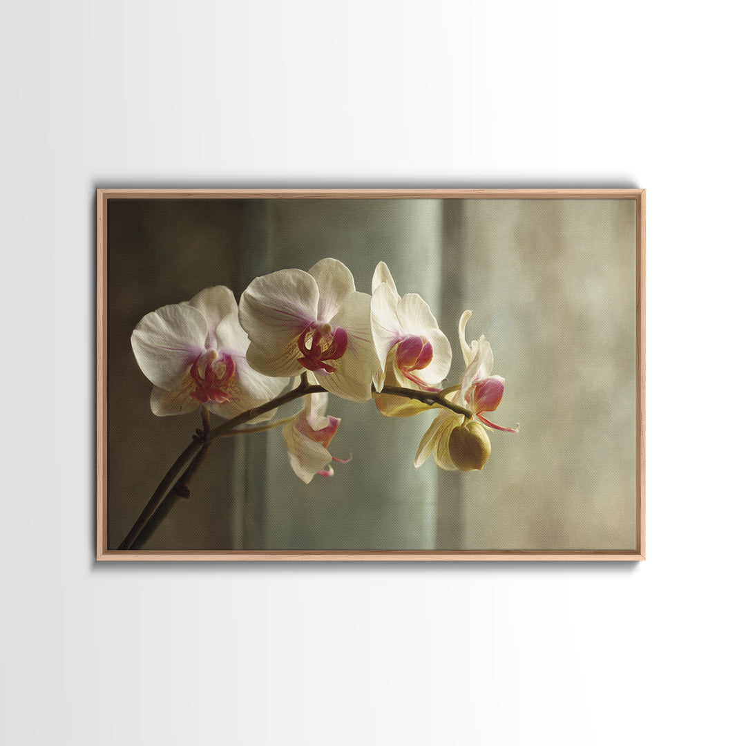 Single Orchid Stem Framed Canvas Print, Zen Art, Extra Large Wall Art, Living Room Decor, Zen, Boho Decor, Luxury Decor, ZEN-3x2-99