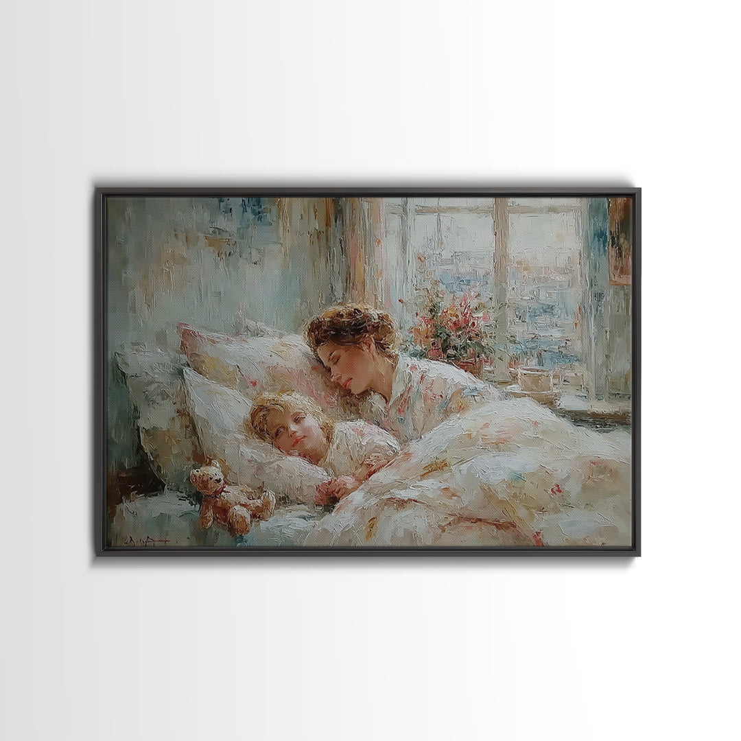 Cozy Mother And Child Bedtime Wall Art, Sweet Dreams Print, Guest Bedroom Decor, Nursery Wall Art, Gift For Mom, Housewarming Gift