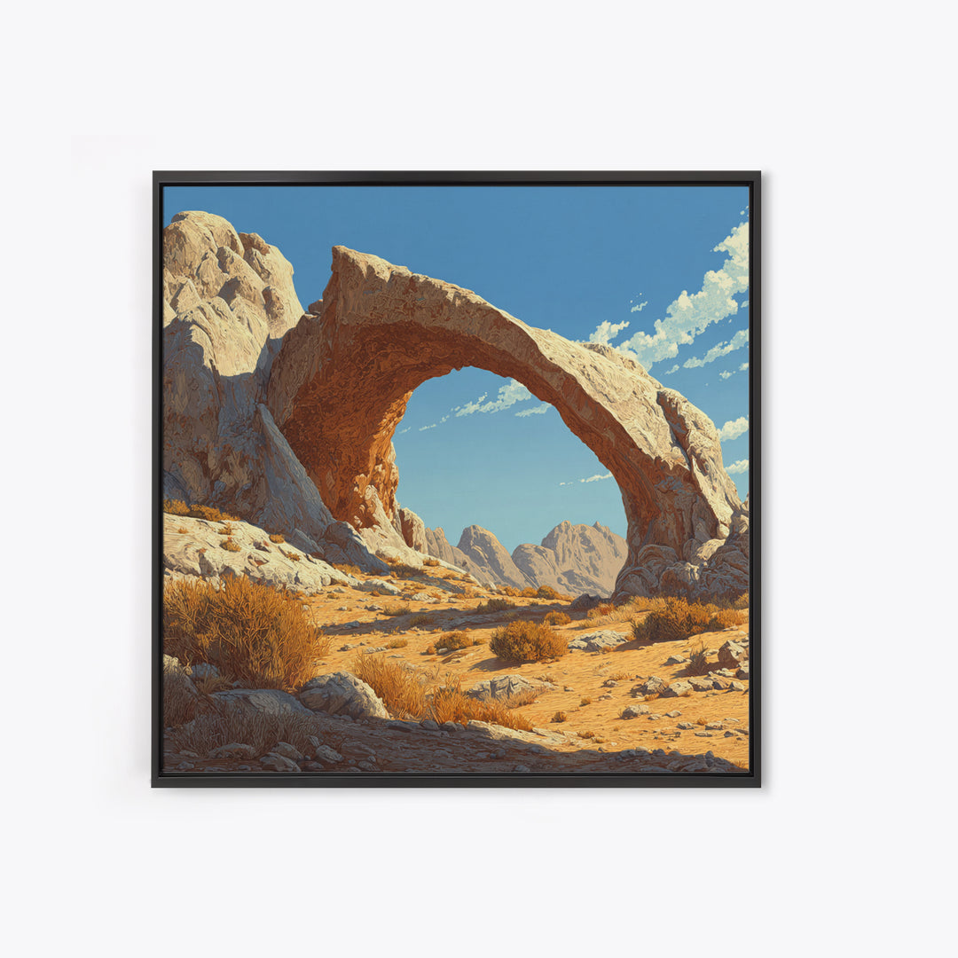 Sandstone Desert Arch Landscape Wall Art, Western Rock Formation Print, Modern Southwest Desert Decor Canvas Print