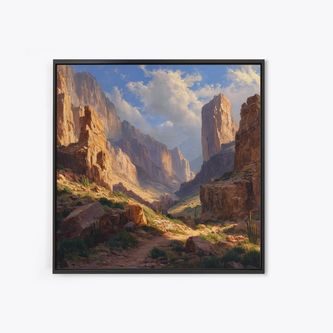 Sunlit Desert Canyon Landscape Wall Art, Western Landscape Canvas Print, Modern Home Decor, Large Living Room Wall Art