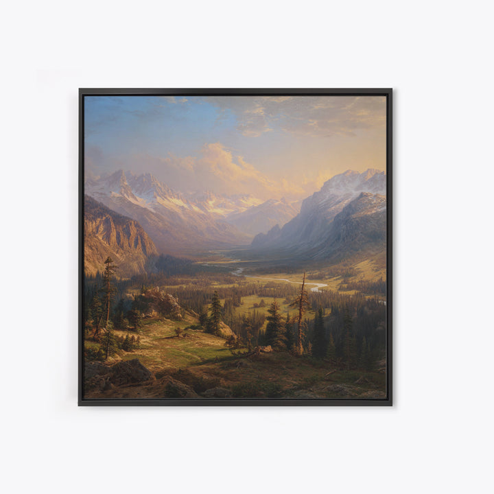 Majestic Mountain Valley At Sunrise Wall Art, Scenic Landscape Print, Nature Home Decor, Large Living Room Canvas Print