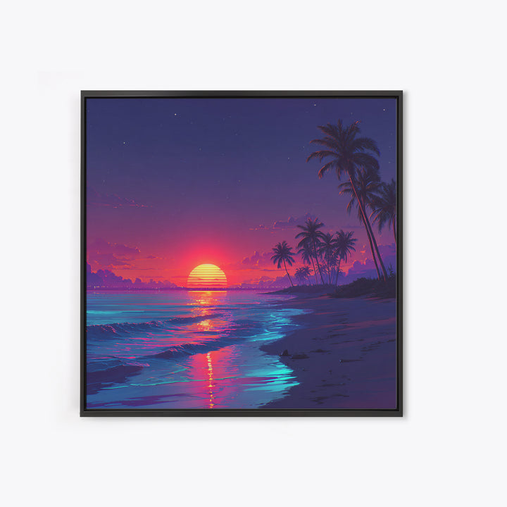 Vibrant Tropical Beach Sunset Wall Art Canvas Print Coastal Ocean Painting Summer Home Decor