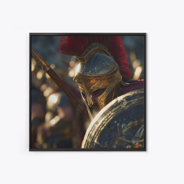 Spartan Hoplite Helmet Wall Art, Ancient Greek Framed Canvas Print, Warrior Decor, Masculine Office Art, Gift For Him, Historical Art