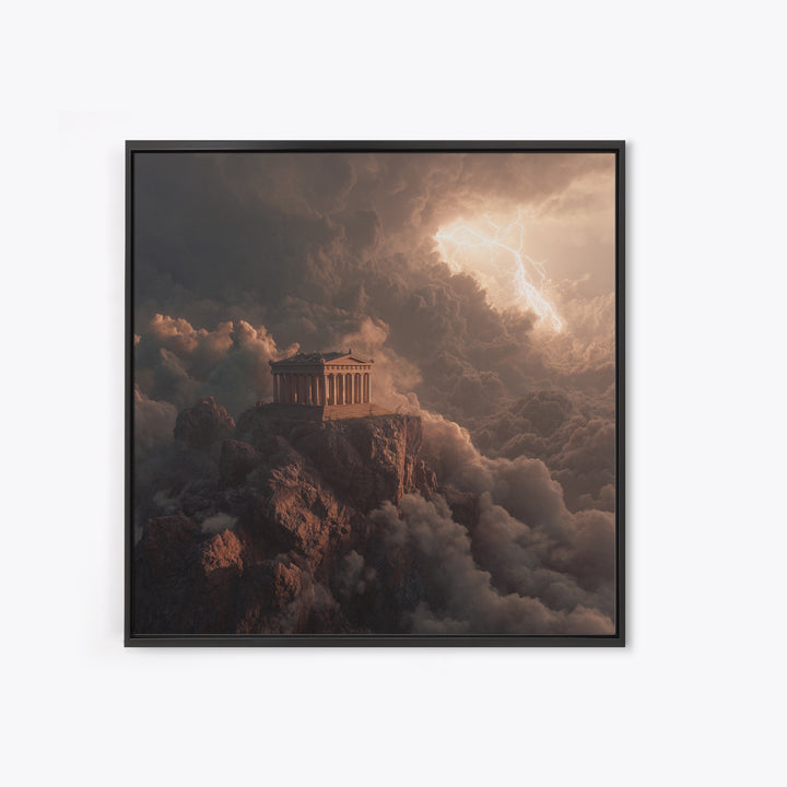 Mythic Greek Temple In Storm Clouds Wall Art, Dramatic Fantasy Canvas Print, Classical Decor, Mythology Art Gift For Him