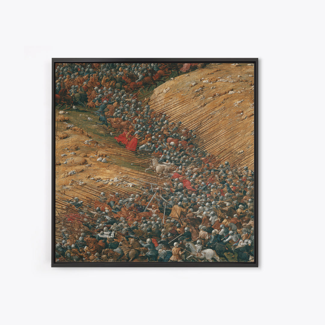 Medieval Battle With Cavalry And Spears Wall Art, Historical Warfare Painting, Large Canvas Print, Classic European Decor
