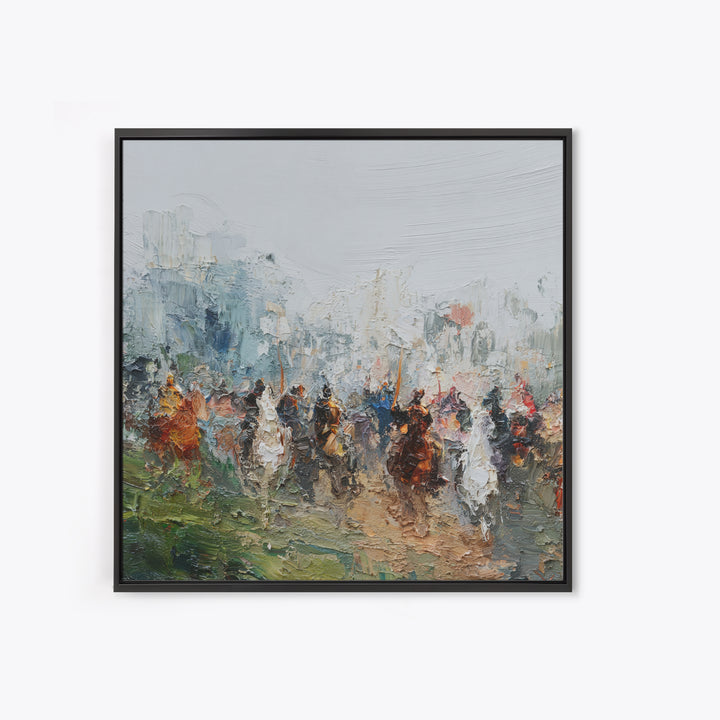 Impressionist Cavalry Charge Wall Art, Roman Battle Painting, Warrior Horse Canvas, Historical Living Room Decor, Large Statement Art