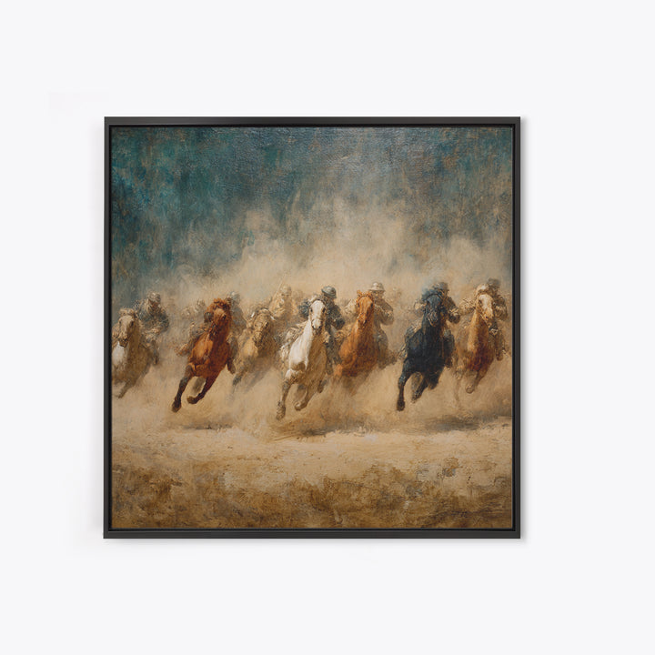Galloping Horses Through Desert Dust Canvas Print, Equestrian Wall Art, Western Horse Painting, Rustic Living Room Decor