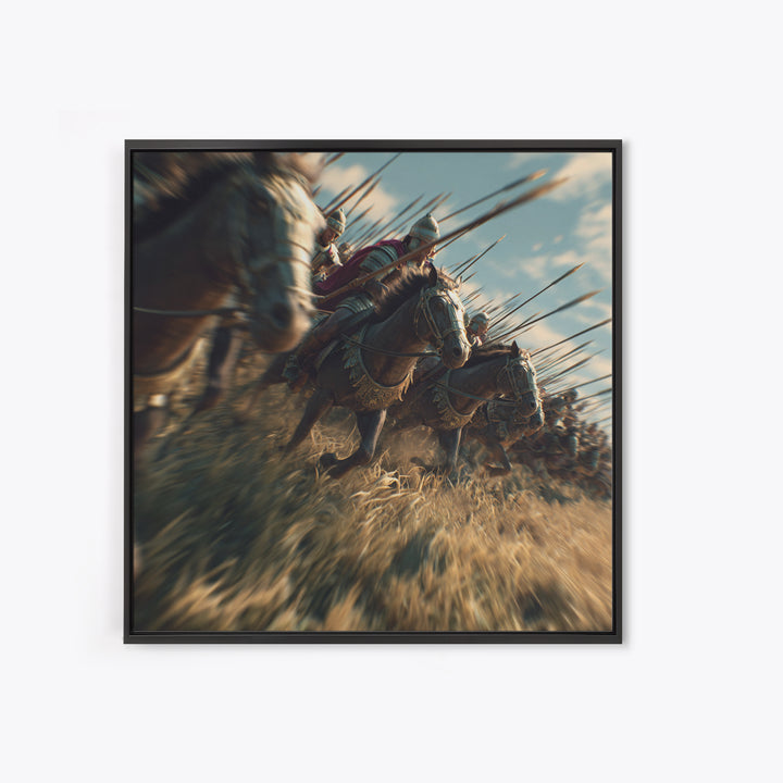 Ancient Cavalry Charge Wall Art, Horse Battle Canvas Print, Roman History Decor, Equestrian Art, Masculine Decor Gift For Him