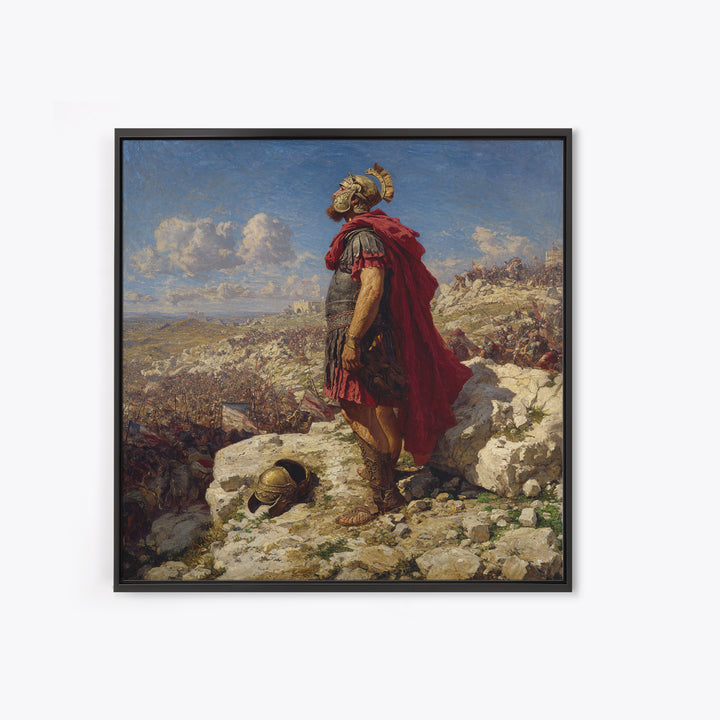 Roman General Overlooking Ancient Battlefield Wall Art, Classical Oil Painting Print, Historical Decor, Living Room Art, Gift For Him