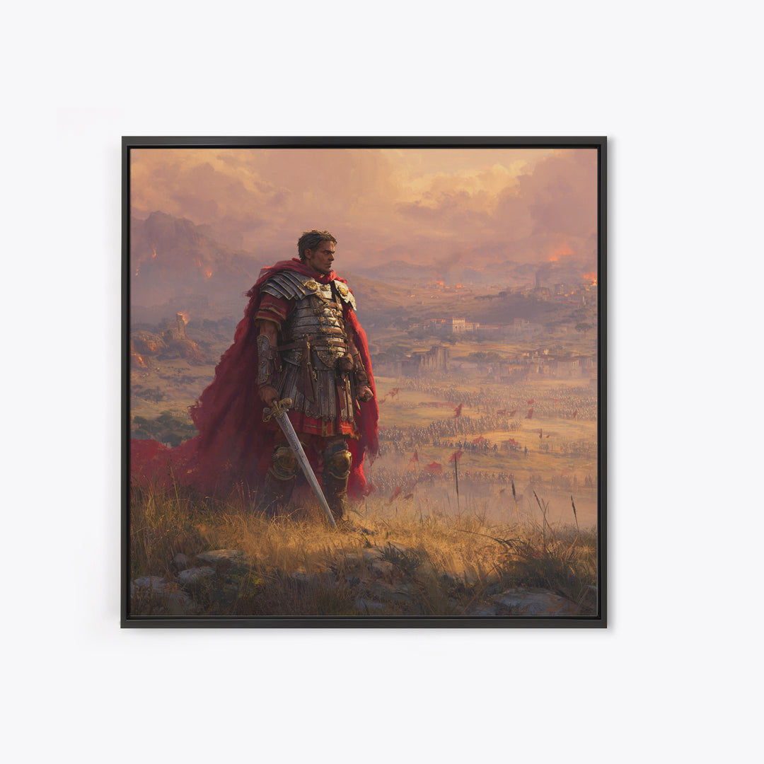 Roman General At Sunset Battlefield Wall Art, Ancient Warrior Canvas, Historical Fine Art Print, Masculine Office Decor Gift