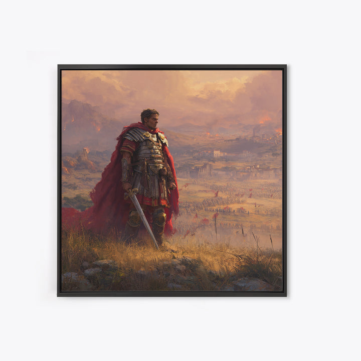 Roman General At Sunset Battlefield Wall Art, Ancient Warrior Canvas, Historical Fine Art Print, Masculine Office Decor Gift