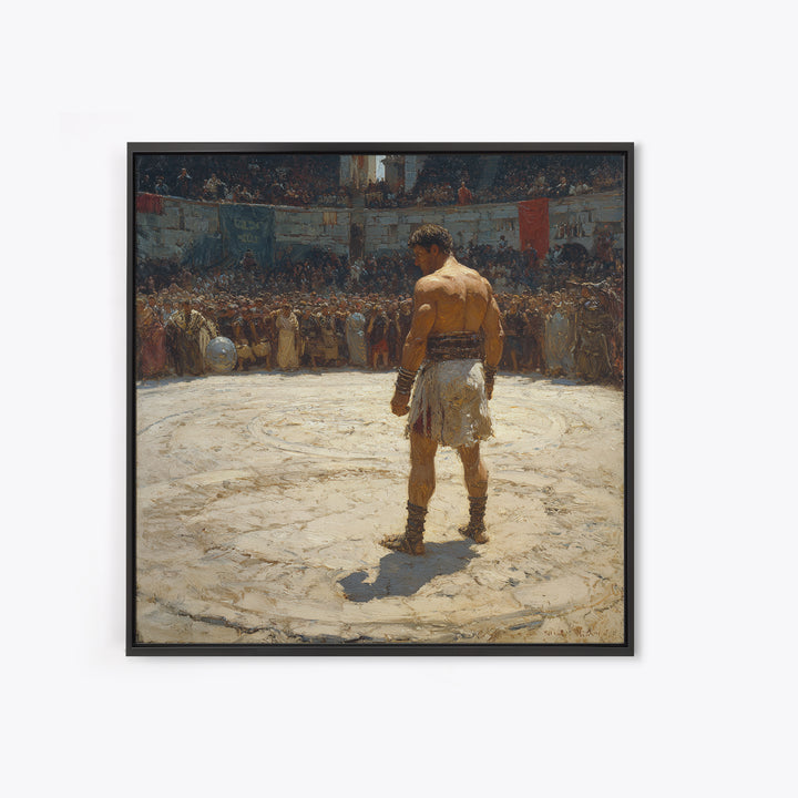 Gladiator In Roman Arena Canvas Print, Ancient History Oil Painting, Masculine Wall Art, Classical Office Decor Gift For Him