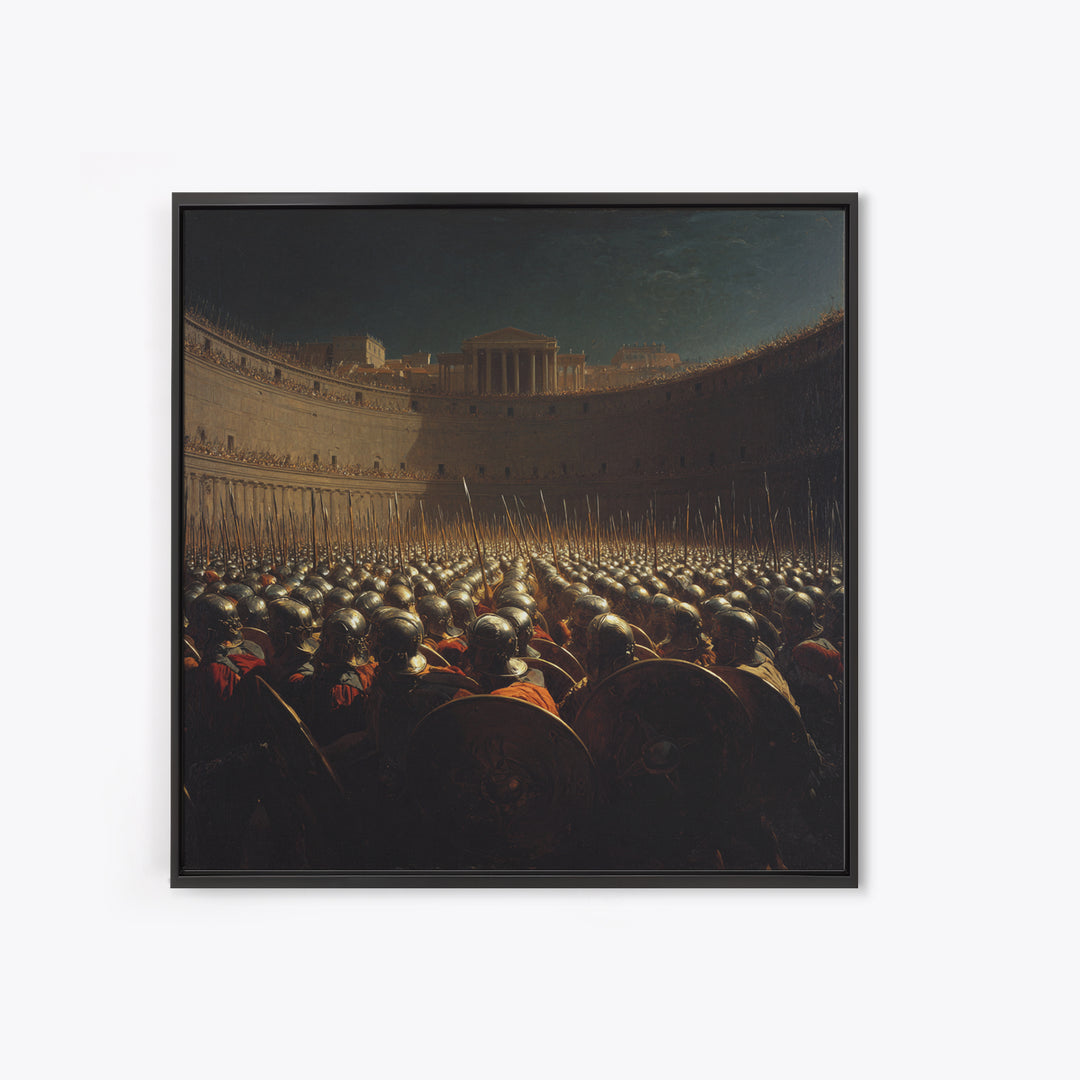 Ancient Army In Colosseum Wall Art, Roman Legion Oil Painting, Historical Battle Scene, Dark Academia Decor, Gift For Him