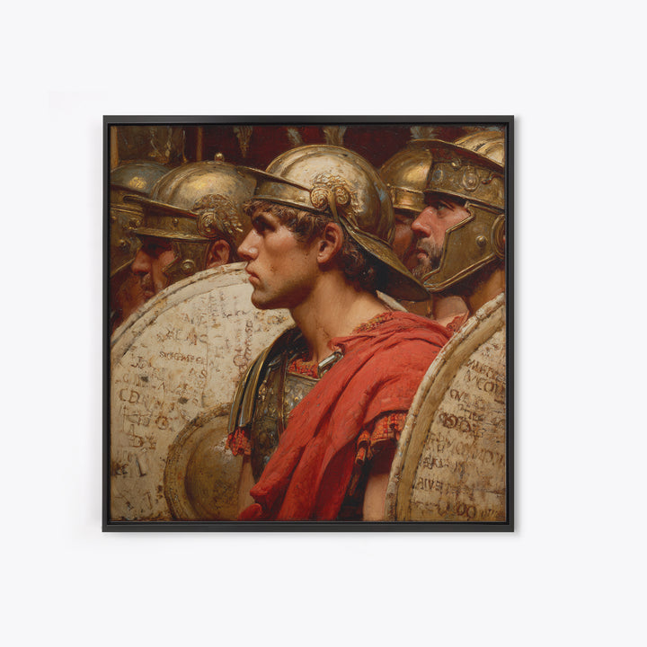 Roman Legion Soldiers With Shields Framed Canvas Print, Classical Warrior Portrait, Ancient Rome Wall Art, History Gift For Him