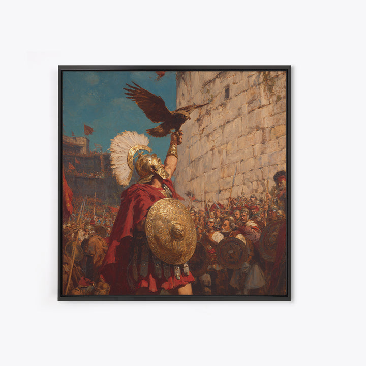 Triumphant Roman Commander With Eagle Wall Art, Ancient Battle Painting, Historical Canvas Decor, Statement Living Room Art