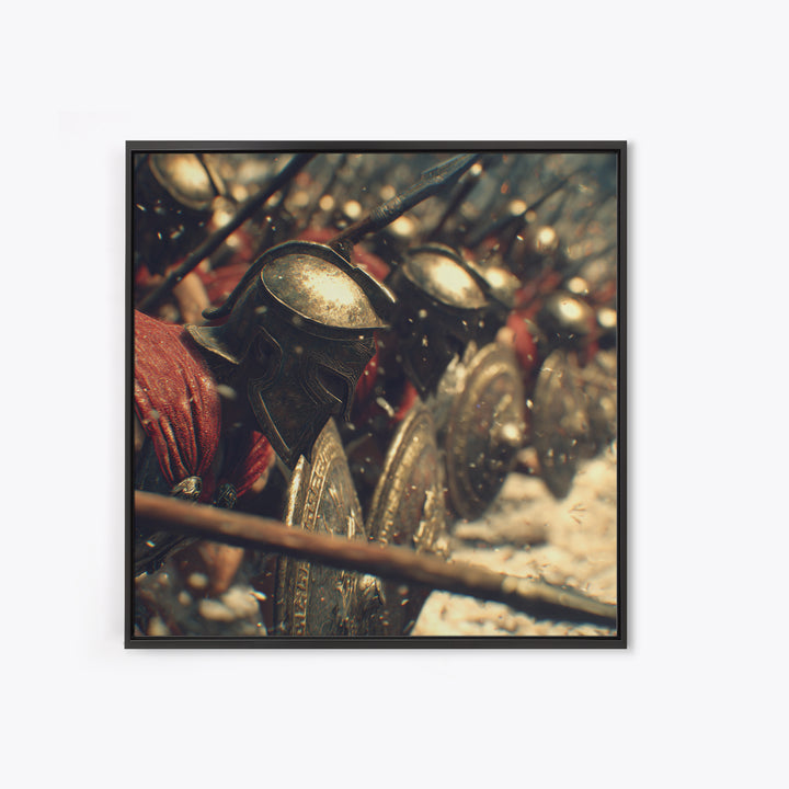 Spartan Phalanx With Bronze Helmets Wall Art, Ancient Greek Canvas Print, Warrior Battle Decor, Historical Gift For Him, Office Decor