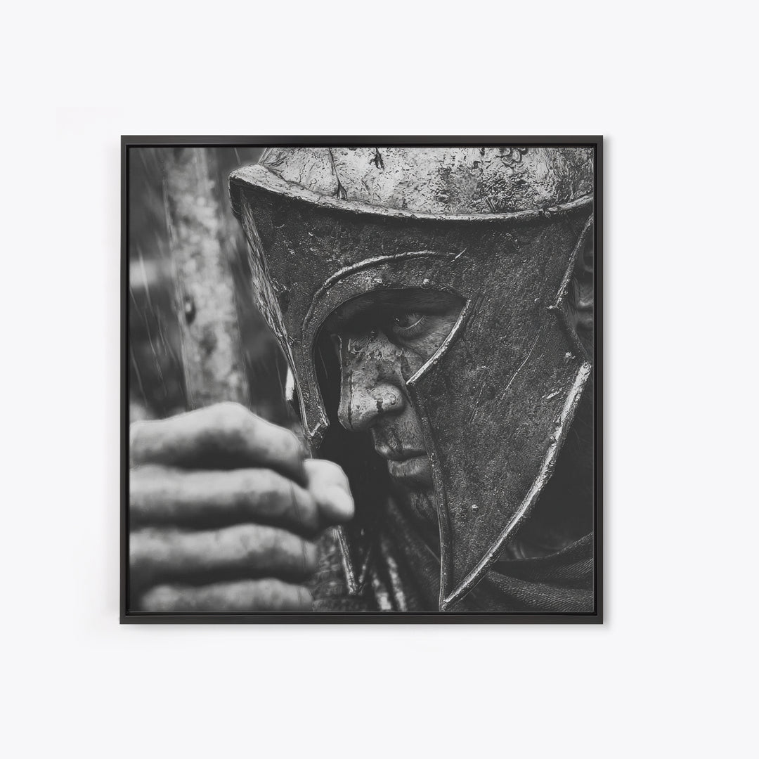 Black And White Spartan Helmet Wall Art, Moody Warrior Canvas Print, Ancient Greek Decor, Masculine Office Art, Gift For Him