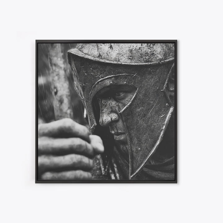 Black And White Spartan Helmet Wall Art, Moody Warrior Canvas Print, Ancient Greek Decor, Masculine Office Art, Gift For Him