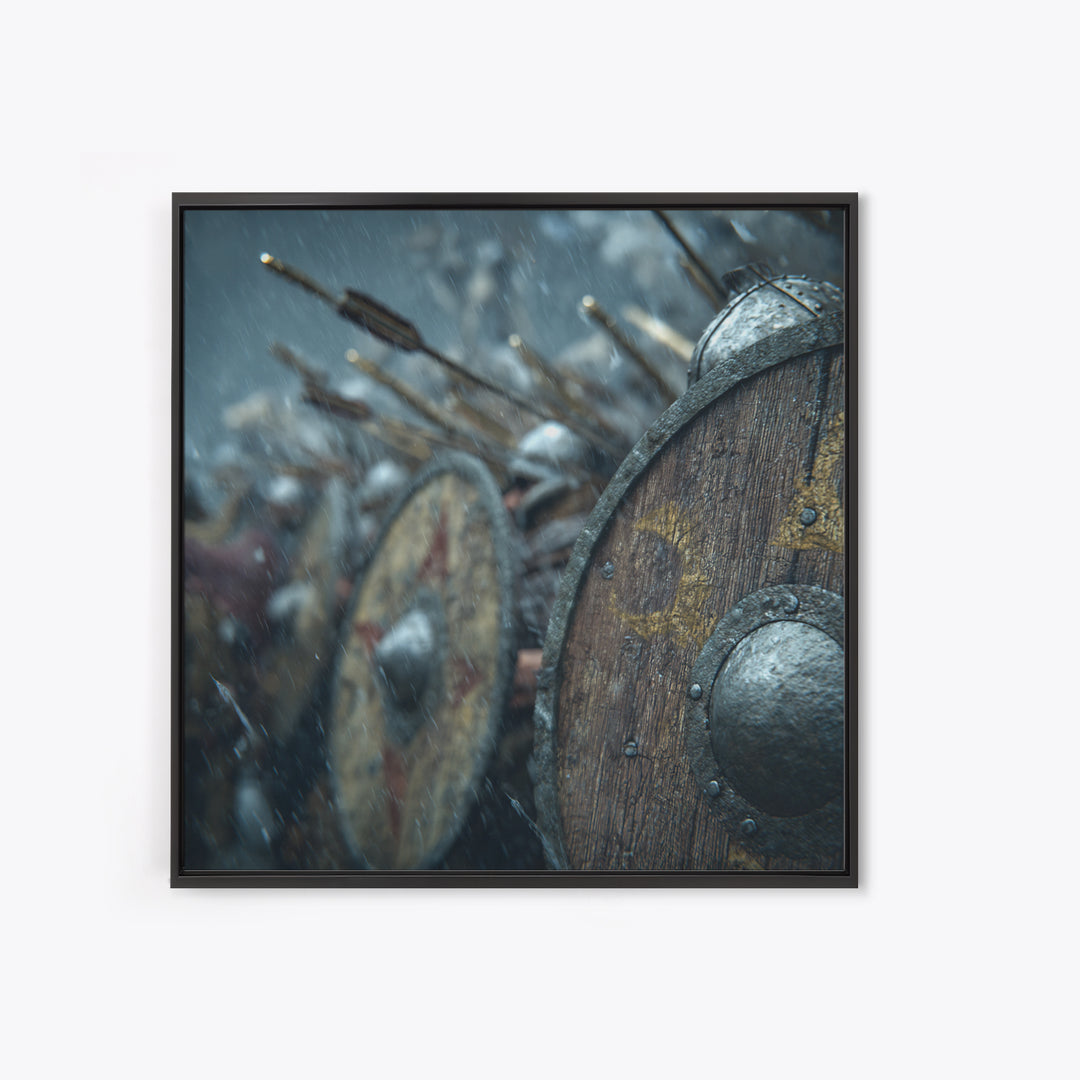 Viking Shield Wall In Snowy Battle Canvas Print, Nordic Warrior Wall Art, Medieval History Decor, Rustic Man Cave Gift, Home Decor