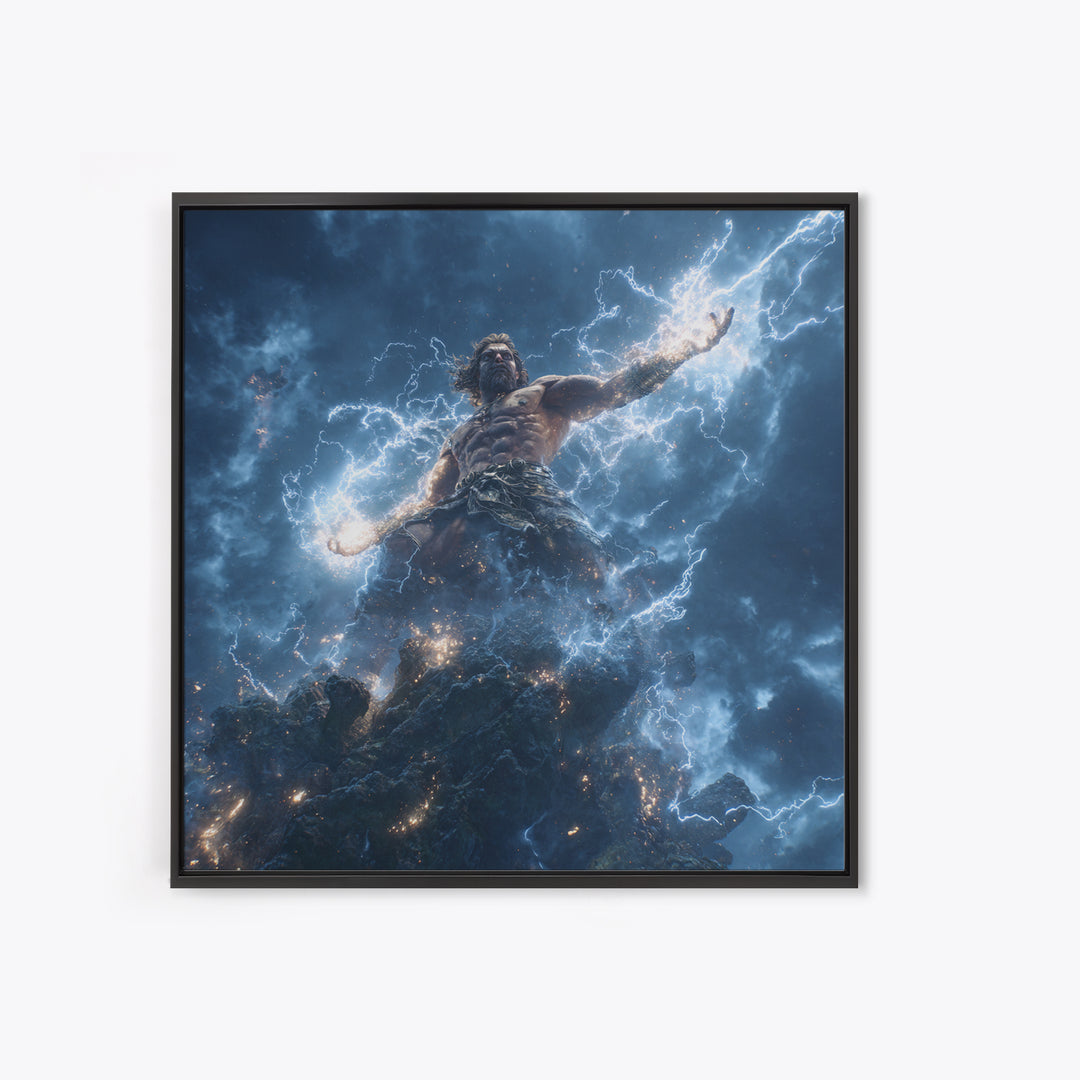 Thunder God Lightning Storm Canvas Print, Mythological Art, Dramatic Fantasy Wall Art, Greek Mythology Home Decor Gift Idea