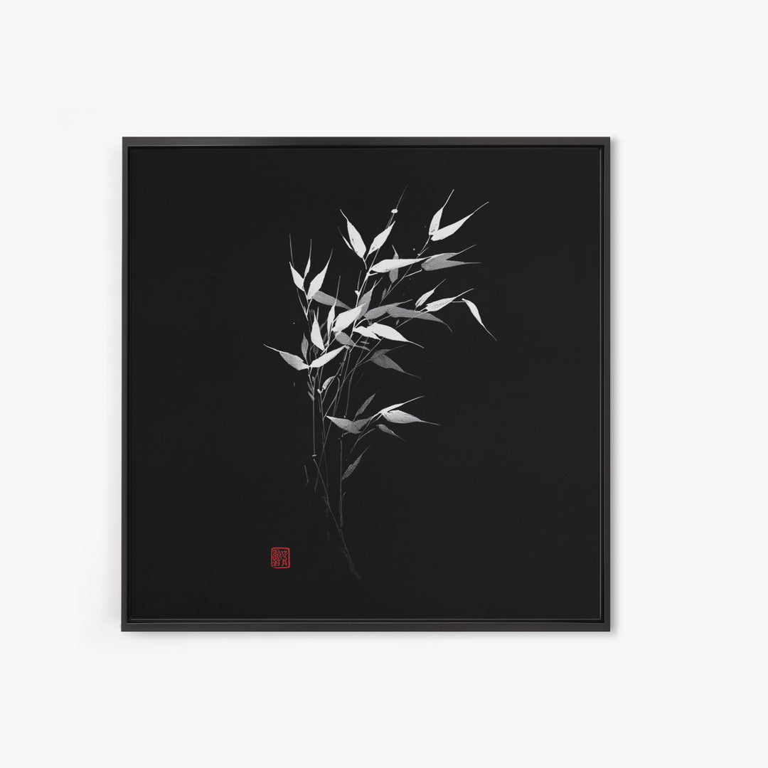 Minimalist Bamboo Leaves Black And White Japanese Wall Art Zen Nature Painting Modern Decor Living Room Wall Art Framed Canvas