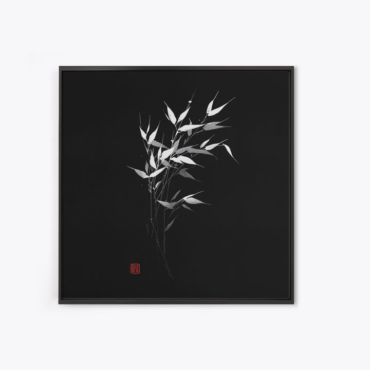 Minimalist Bamboo Leaves Black And White Japanese Wall Art Zen Nature Painting Modern Decor Living Room Wall Art Framed Canvas